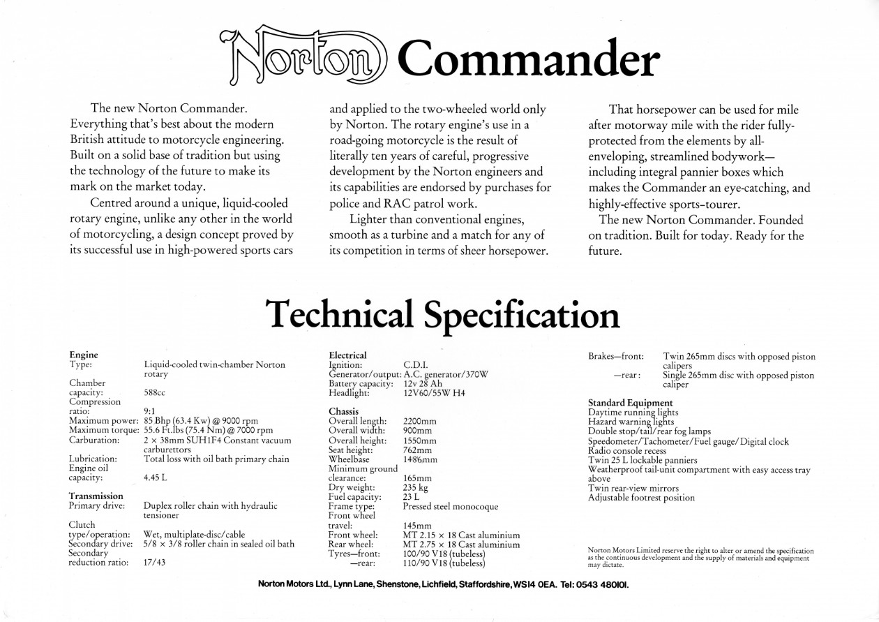 Commander Spec Sheet Commander Spec Sheet